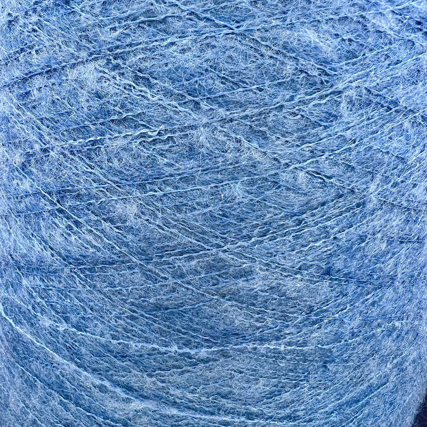 Super Kid Mohair Yarn & Poliamide Yarn. Yarn on Cone. Lustrous Blue Blend Yarn, per. 100 gr.