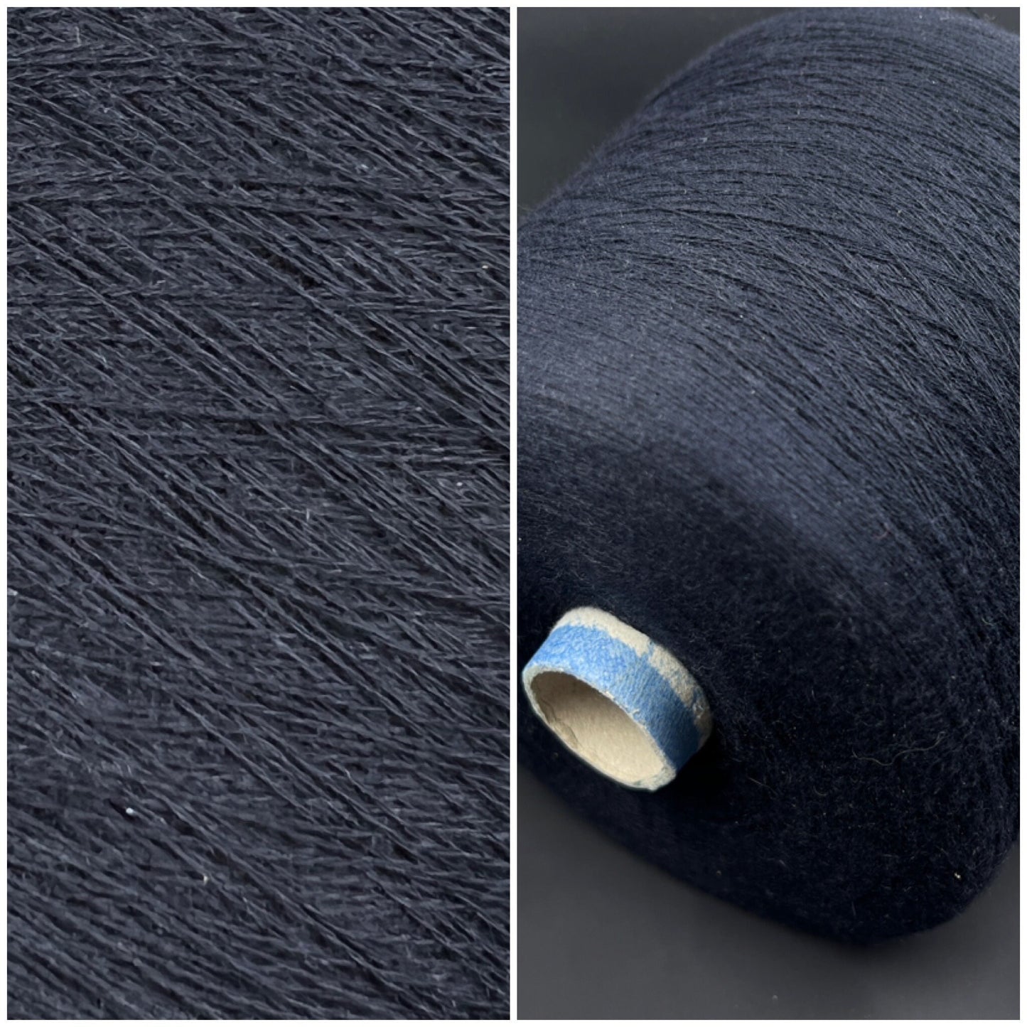 Bagno, Ne 30/2, 85% Cotton, 15% Ws, FILARTEX SPA, Color Blue Nero , per 100 gr. Italian Fine Yarn, yarn on cone, Hand Knitting, Machine Knitting