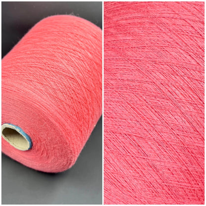 Bagno, Nm 30/2, 85% Cotton, 15% Ws, FILARTEX SPA, Color Coral, per 100 gr. Italian Fine Yarn, yarn on cone, Hand Knitting, Machine Knitting