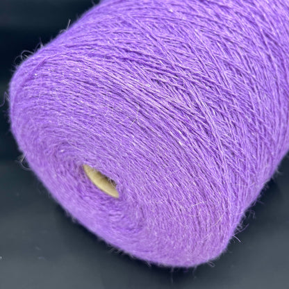 PRPFILO filati art. GINEVRA. Fiber: 20% Angora yarn, 10% Silk yarn, 30% Alpaca yarn, 40% Merino yarn. Colour: Violetta. Yarn in Cone can be purchased at our yarn store. If you need to unwind the purchased yarn into several cones, write to us.