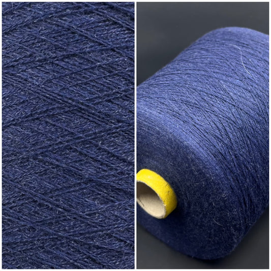 Bagno, Nm 30/1, 85% Cotton, 15% Ws, FILARTEX SPA, Color Midnight blue, per 100 gr. Italian Fine Yarn, yarn on cone, Machine Knitting, Hand Knitting