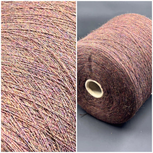 CASHETLAND, Nm 1/14000, 50% WS, 35% WO, 15% WM, Color: Brown-multicolor, per. 100 gr. Italian Fine Yarn, yarn on cone, Hand Knitting, Machine Knitting