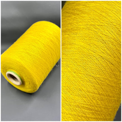 Cashmere 70%, SE 30%,Royal  2/58, Loro Piana-P158 54287, Color Giallo, per 100 gr. Italian Fine Yarn, yarn on cone, Hand Knitting, Machine Knitting