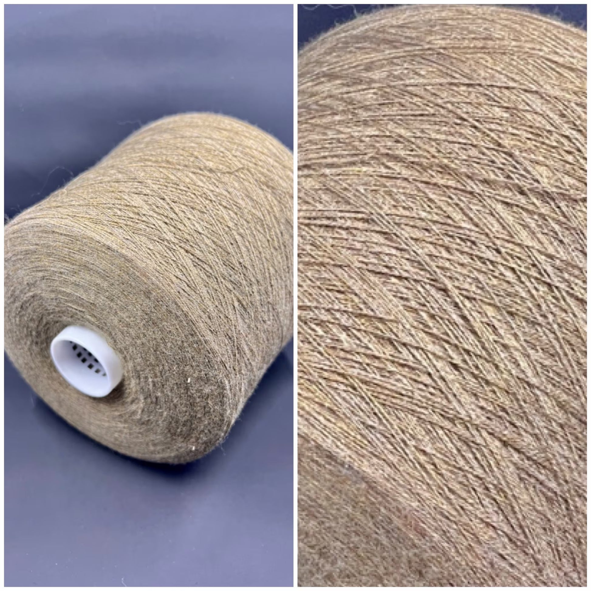 Fiber: 100% Merino wool yarn. Botto Giuseppe art: Slowool Light. Yarn Colour: Tan (Light brown). This is a very soft pure merino wool yarn available in our Yarn Store. It is produced in Italy by one of the best cashmere spinning mill in the world.