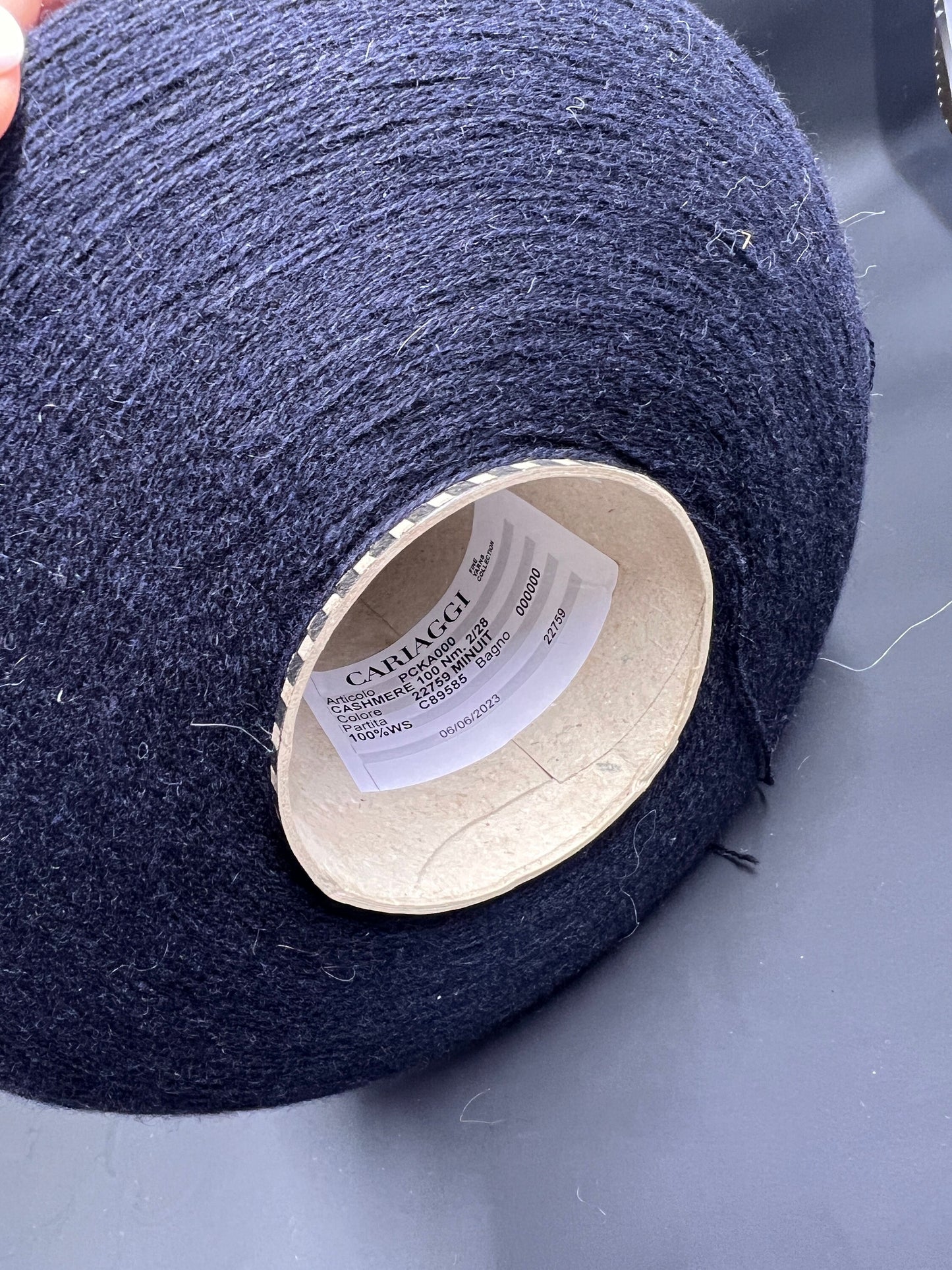 Cashmere Yarn by Cariaggi. Cashmere Yarn for Hand & Machine Knitting.  Fiber: 100% Cashmere Yarn. Yarn Colour: Minuit Dark Reference: Cariaggi, Nm 2/28 This is a very soft pure Cashmere yarn by Cariaggi.