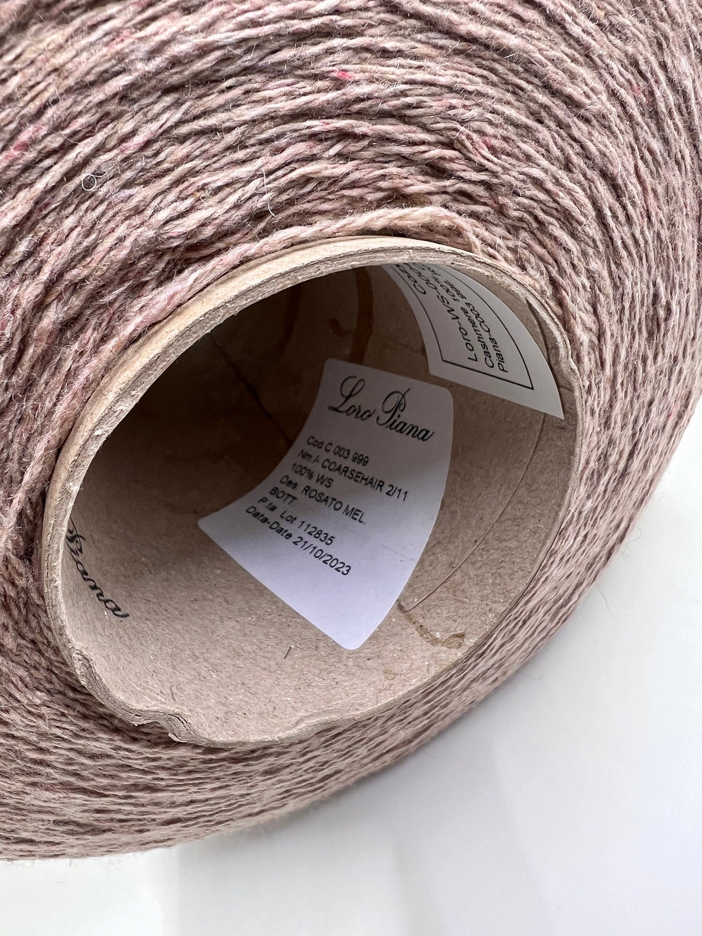 100% Cashmere Yarn. Cashmere Yarn Loro Piana. Cashmere Yarn for Hand & Machine Knitting. Fiber: 100% Cashmere Yarn. Yarn Colour: Rosato Mel.  Reference: Loro Piana, Nm 2/11. This is a very soft pure cashmere yarn.