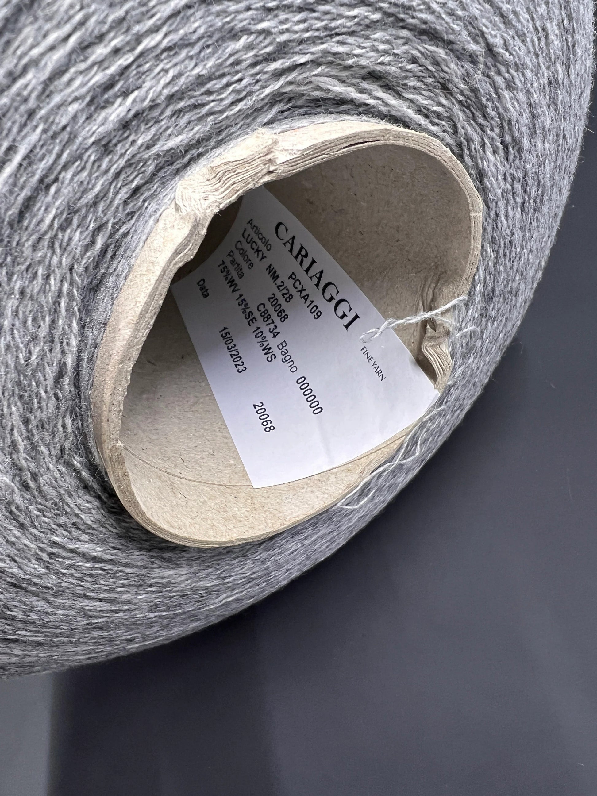 Merino & Cashmere & Silk Yarn by Cariaggi. Cashmere Yarn & Merinp wool Yarn & Silk Yarn for Hand & Machine Knitting.  Fiber: 75% Merino wool Yarn & Cashmere Yarn 10% & Silk Yarn 15%.  Yarn Colour: Gray Reference: Cariaggi, Nm 2/28 This is a very soft pure Merino blend yarn by Cariaggi.