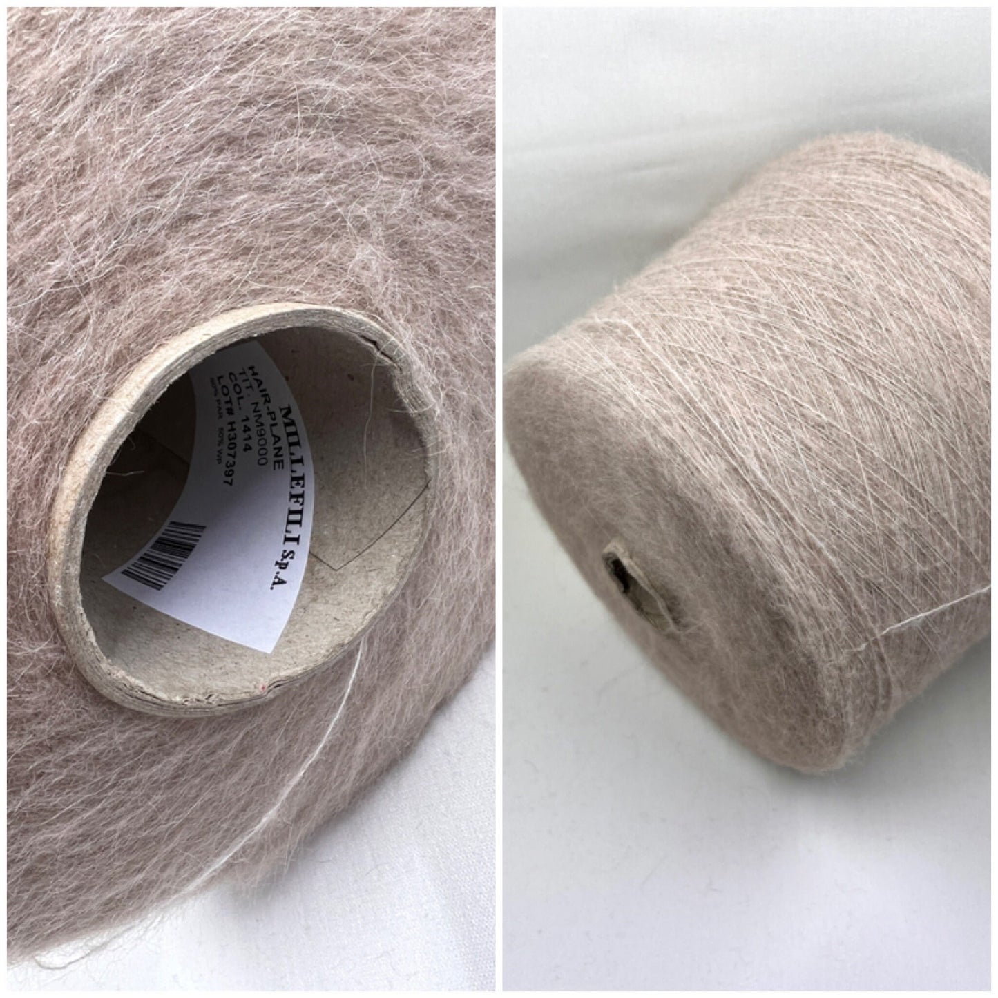 Fibre: 50% Alpaca Yarn, 50% Polyamide Yarn. Footage Alpaca PA Yarn: 900 m per 100 g. Yarn on Cone. Can be used for knitting (both machine and hand). Reference: MILLIFILI S.P.A. Art: Hair Plane. Nm 1/9000