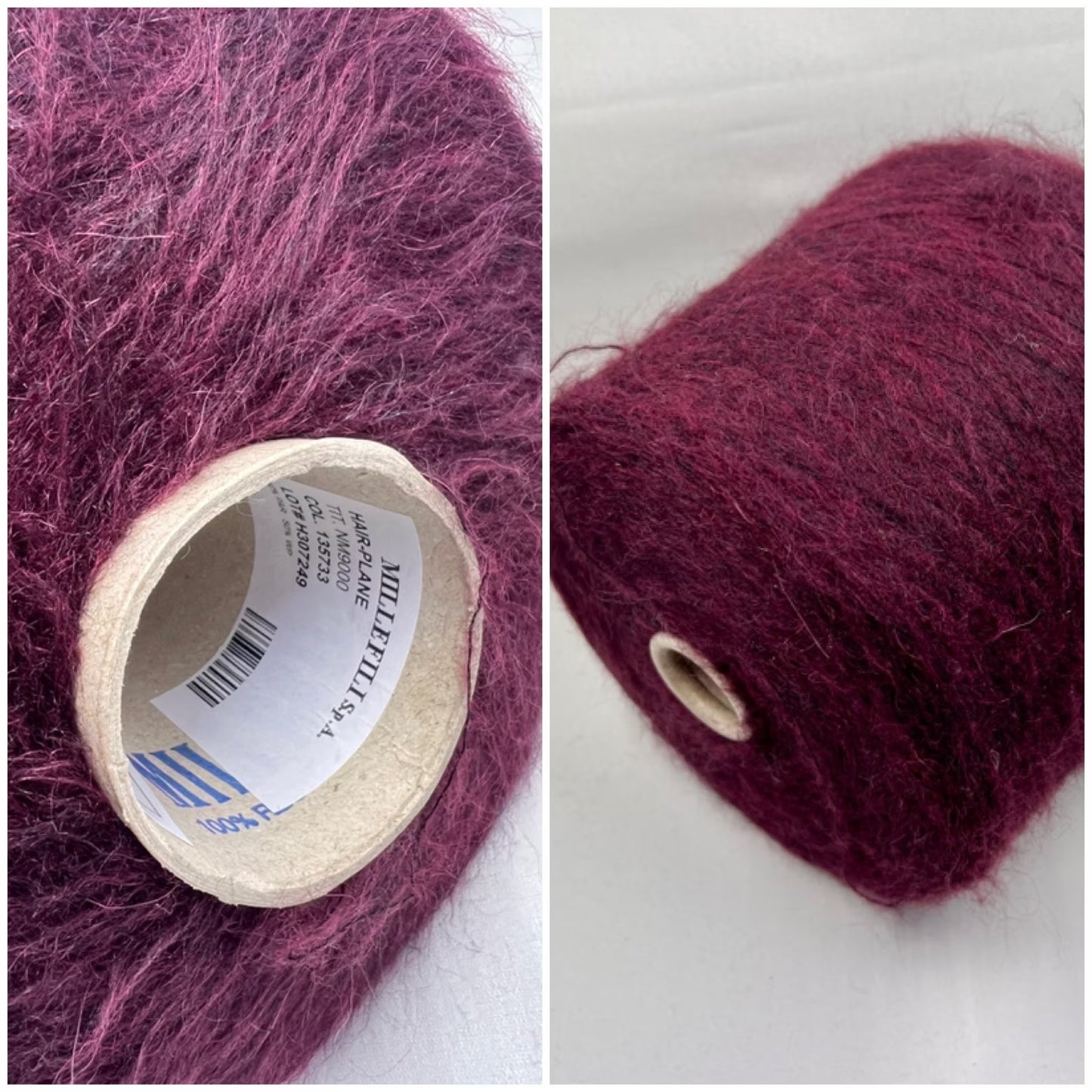 Fibre: 50% Alpaca Yarn, 50% Polyamide Yarn. Footage Alpaca PA Yarn: 900 m per 100 g. Yarn on Cone. Can be used for knitting (both machine and hand). Reference: MILLIFILI S.P.A. Art: Hair Plane. Nm 1/9000