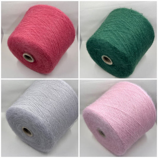 Super Kid Mohair Yarn. Yarn on Cone. Kid Mohair Yarn for Hand & Machine Knitting.  Fiber: 70% Kid Mohair Yarn & 30% Silk Yarn.  Reference: Profilo, Nm 1/9000 This is a very soft pure Kid Mohair yarn by Profilo.