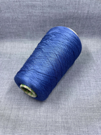 Silk Yarn 100%, Silk Yarn on Cone. Color Blue. Per 100 gr