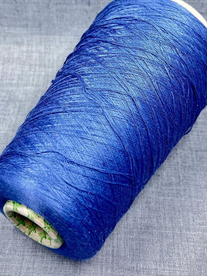 Silk Yarn 100%, Silk Yarn on Cone. Color Blue. Per 100 gr