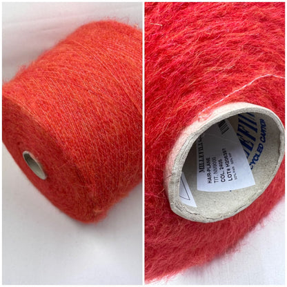 Fibre: 50% Alpaca Yarn, 50% Polyamide Yarn. Footage Alpaca PA Yarn: 900 m per 100 g. Yarn on Cone. Can be used for knitting (both machine and hand). Reference: MILLIFILI S.P.A. Art: Hair Plane. Nm 1/9000