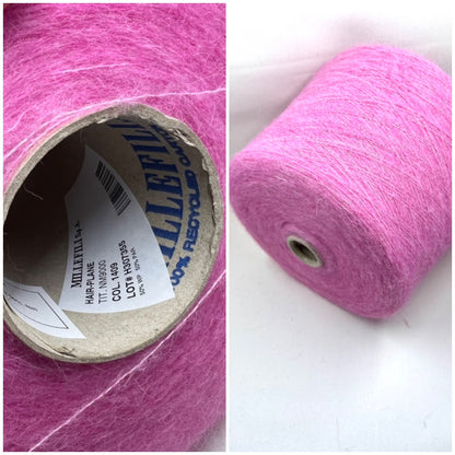 Fibre: 50% Alpaca Yarn, 50% Polyamide Yarn. Footage Alpaca PA Yarn: 900 m per 100 g. Yarn on Cone. Can be used for knitting (both machine and hand). Reference: MILLIFILI S.P.A. Art: Hair Plane. Nm 1/9000