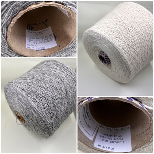 Cashgora Yarn Biagioli Modesto. Nm 2/14. Color Gray&White.Per 100 gr