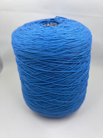 Soft Cotton Yarn 100%, Cotton Yarn for knitting. Cotton yarn on cone, 100% Cotton - 280m/100g (306 yards/3.52oz) - Color Blue, Machine Knitting, Hand Knitting, Summer yarn. Fiber: 100% Cotton Yarn.