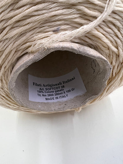 Soft Cotton Yarn 100%, Cotton Yarn on Cone, Cotton Yarn for knitting. Beige. Per 100 gr