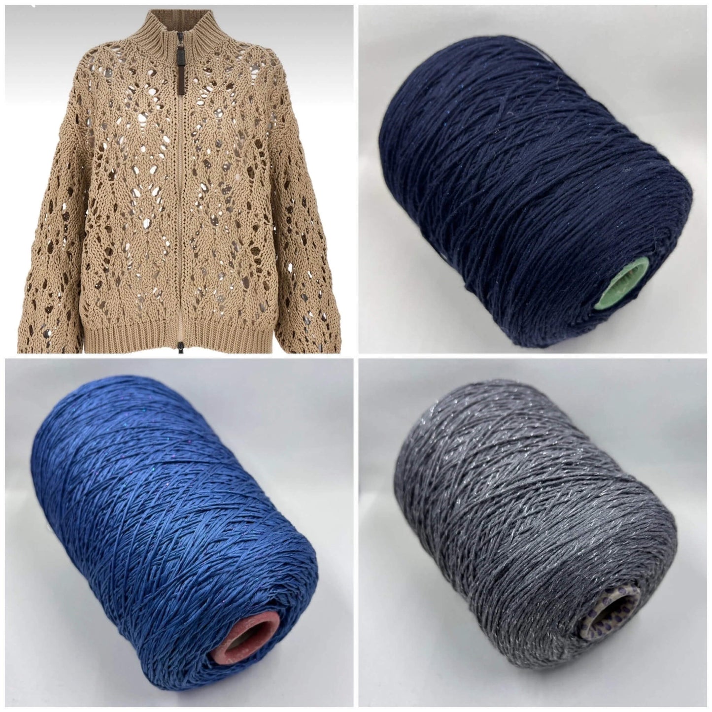 Soft Cotton yarn 95%, Lurex 5%, art New York, Yarn on Cone, Midnight Blue with Lurex. per 100 gr