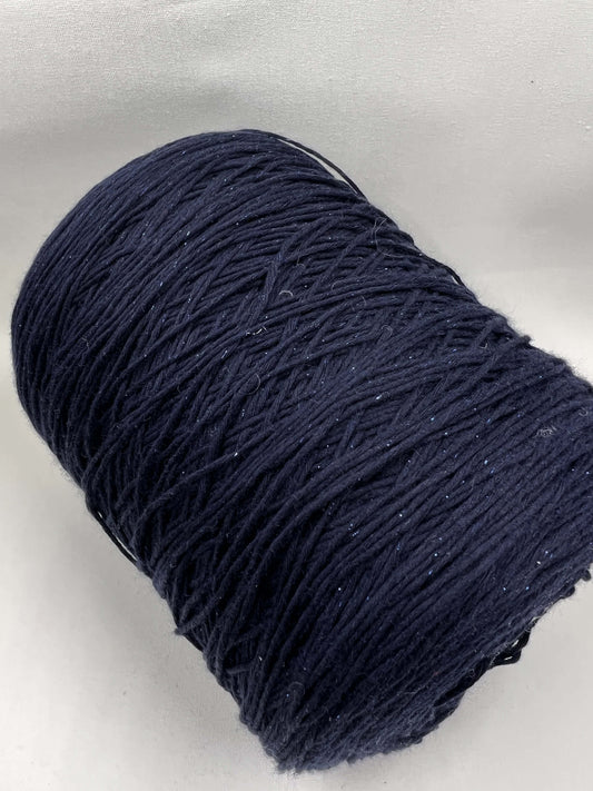 Soft Cotton yarn 95%, Lurex 5%, art New York, Yarn on Cone, Midnight Blue with Lurex. per 100 gr