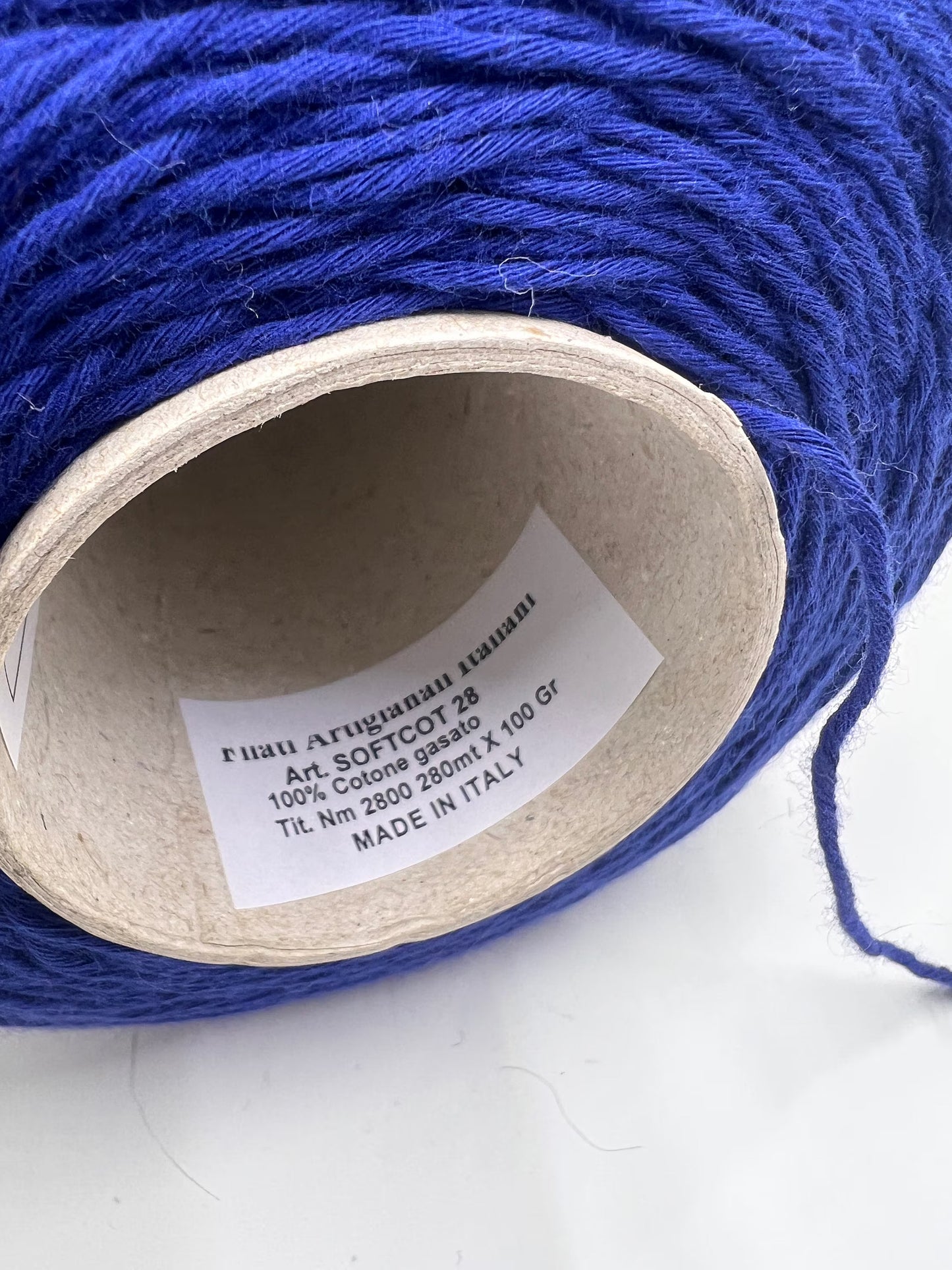 Soft Cotton Yarn 100%, Cotton Yarn on Cone, Cotton Yarn for knitting. Royal Blue. Per 100 gr