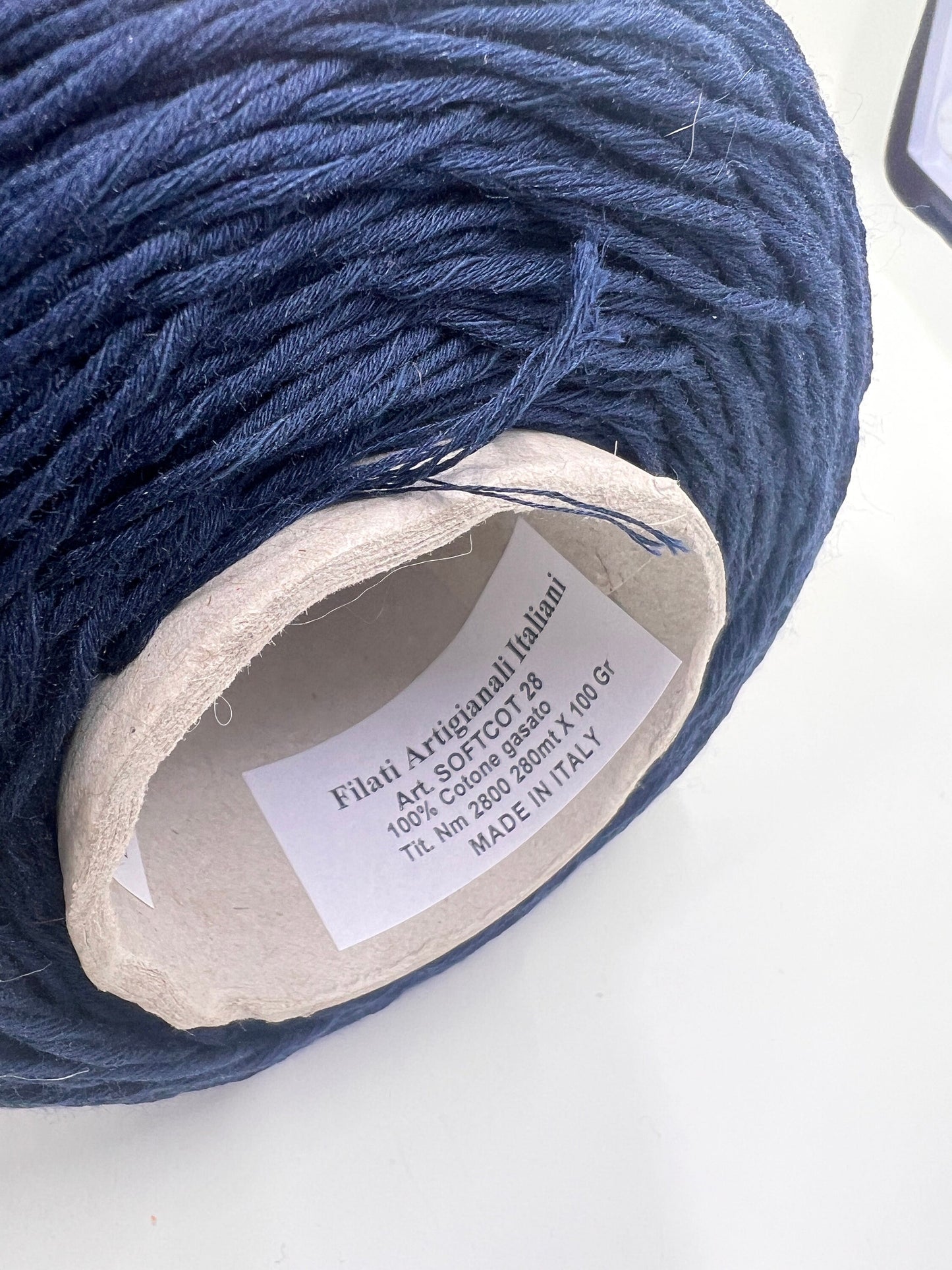 Soft Cotton Yarn 100%, Cotton Yarn on Cone, Cotton Yarn for knitting. Navy. Per 100 gr