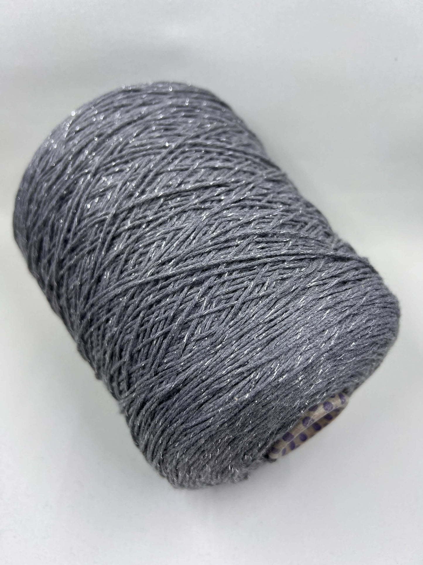 Soft Cotton yarn 95%, Lurex 5%, art New York, Yarn on Cone, Gray with Lurex. per 100 gr