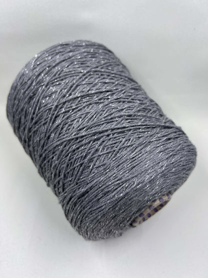 Soft Cotton yarn 95%, Lurex 5%, art New York, Yarn on Cone, Gray with Lurex. per 100 gr