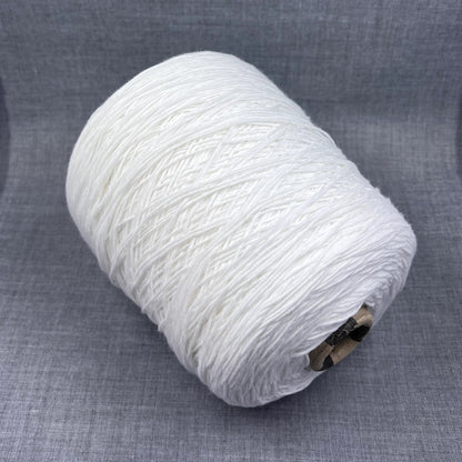 Soft Cotton Yarn 100%, Cotton Yarn for knitting. Color Bianco Neve (White). Cotton yarn on cone, 100% Cotton Yarn - 280m/100g. Yarn for Machine Knitting or Hand Knitting. Summer yarn. Fiber: 100% Cotton Yarn. 