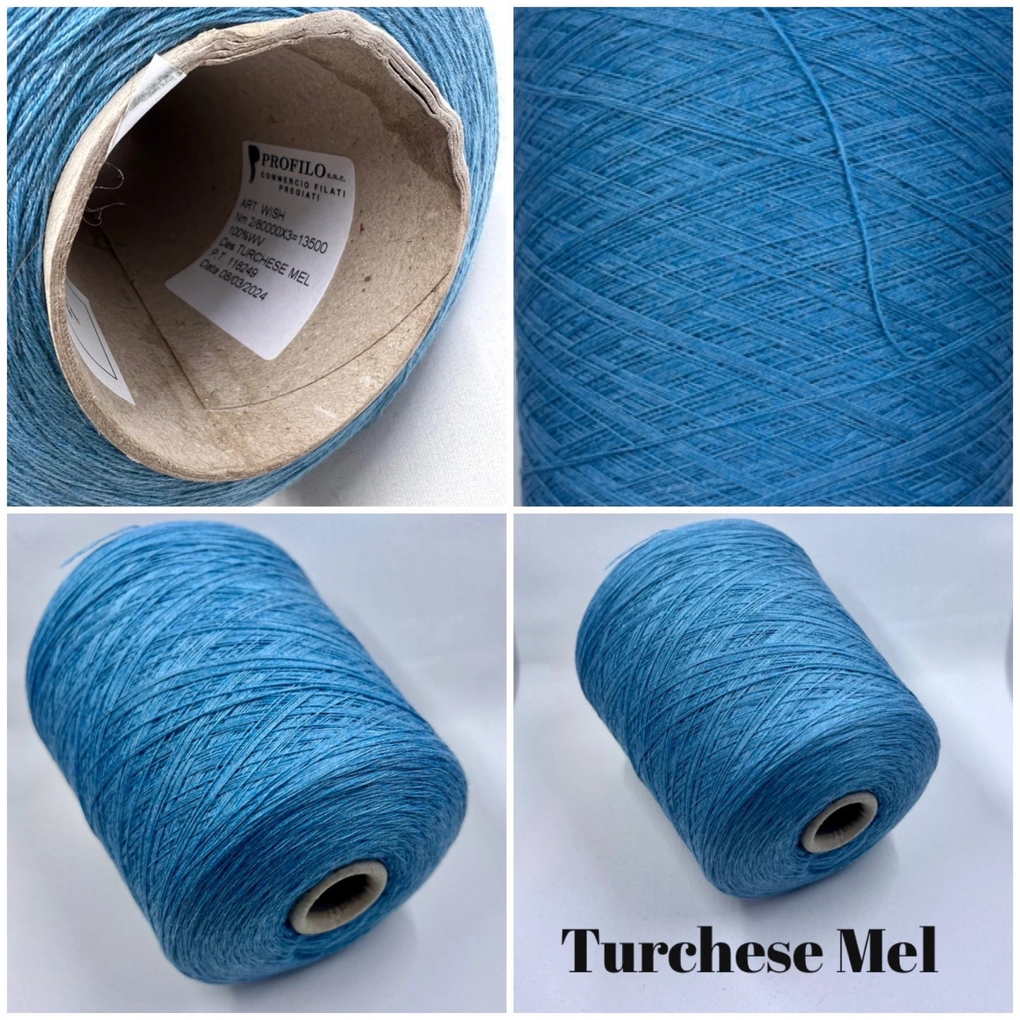 Merino fine yarn on cone. WISH-Merino Yarn 100%, PROFILLO,Nm 2/80000x3=13500. Per 100 gr.