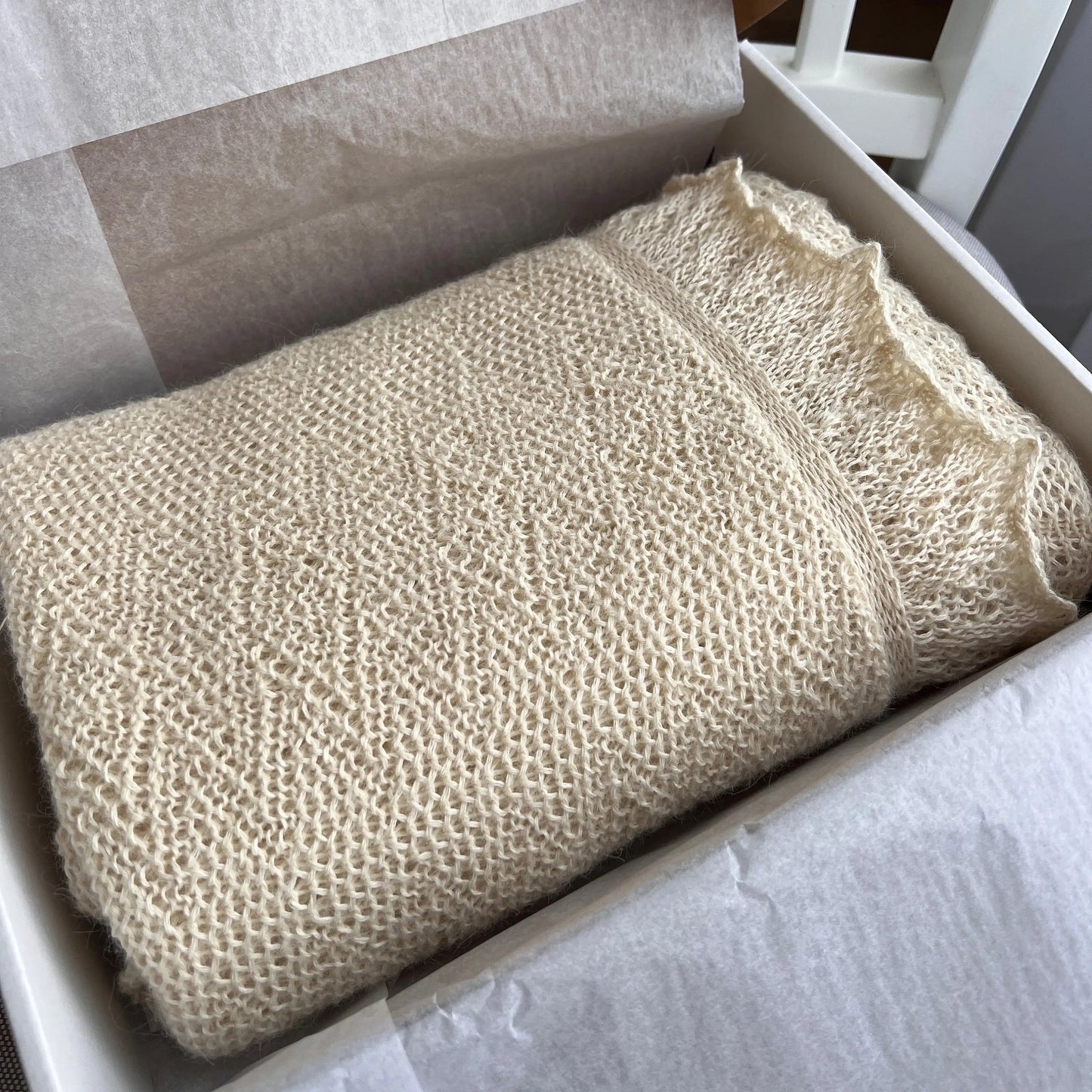 Alpaca baby blanket, knit wool baby wrap. Alpaca 100%, Filitaly SUBY, Color Naturale