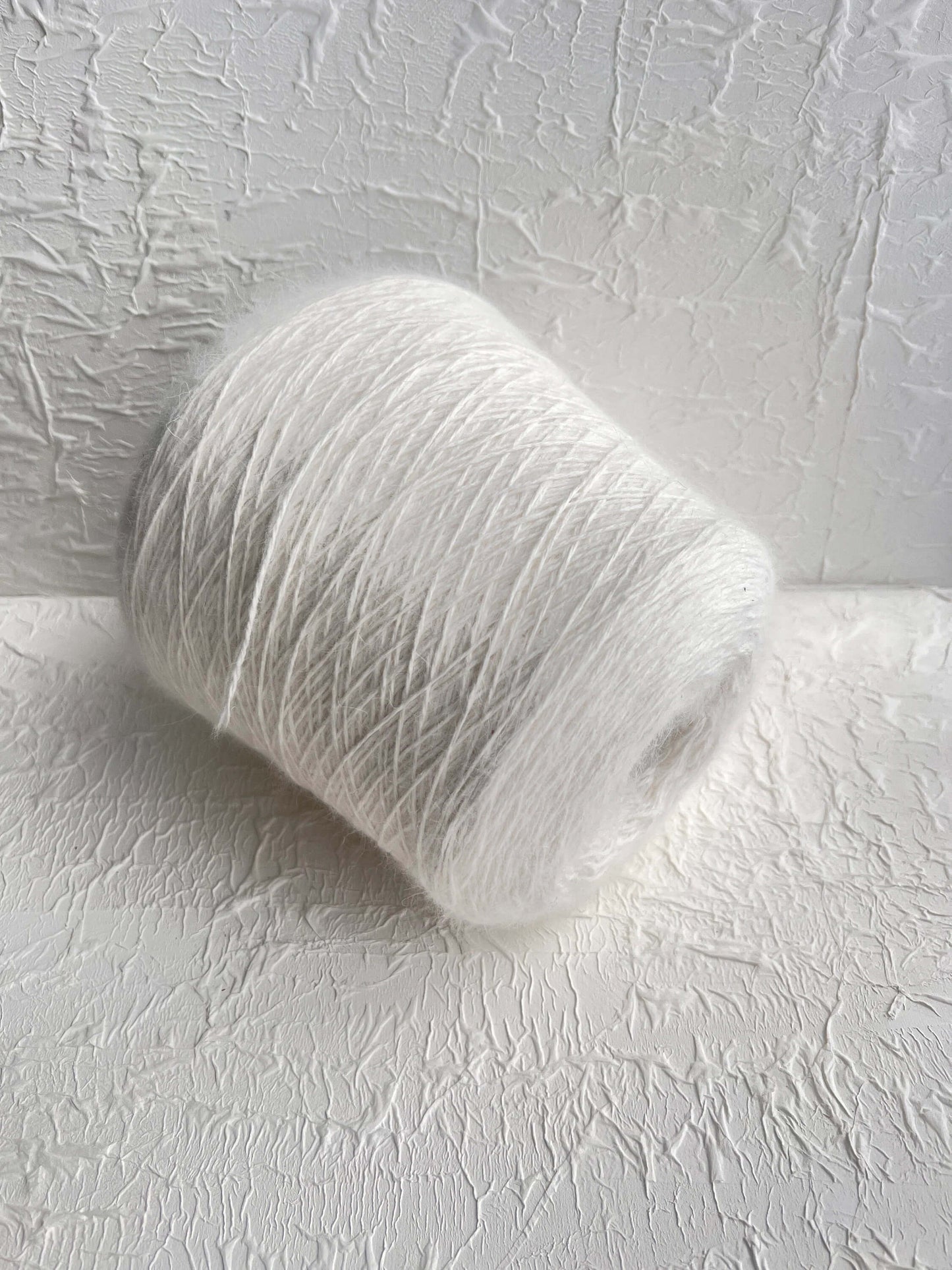 Angora yarn 100%, Yarn on Cone. Nm 3/10, Mister Joe yarn, Color White. Per 100 gr