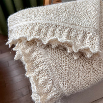 Alpaca baby blanket, knit wool baby wrap. Alpaca 100%, Filitaly SUBY, Color Naturale