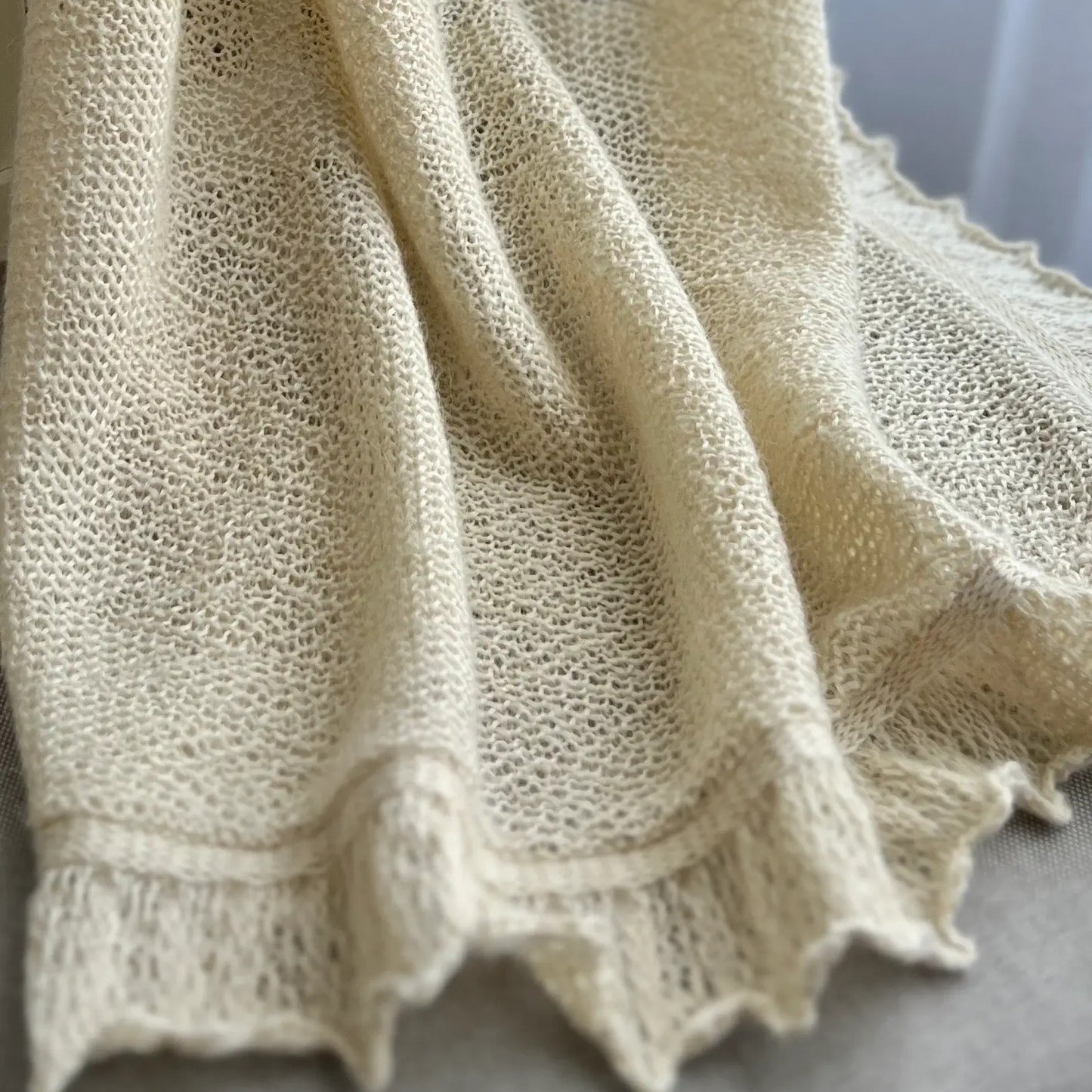 Alpaca baby blanket, knit wool baby wrap. Alpaca 100%, Filitaly SUBY, Color Naturale