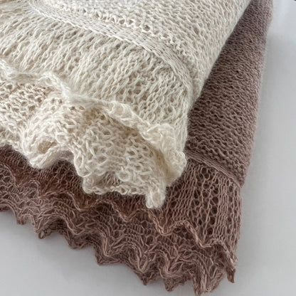 Alpaca baby blanket, knit wool baby wrap. Alpaca 100%, Filitaly SUBY, Color Naturale