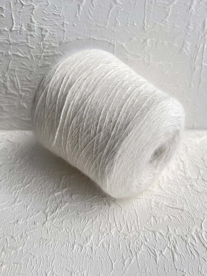 Angora yarn 100%, Yarn on Cone. Nm 3/10, Mister Joe yarn, Color White. Per 100 gr