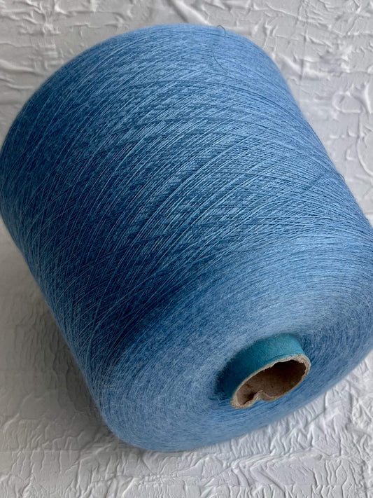 Cashmere yarn 70%, Silk Yarn 30%, Loro Piana Yarn, Yarn on Cone, Blue. Per 100 gr