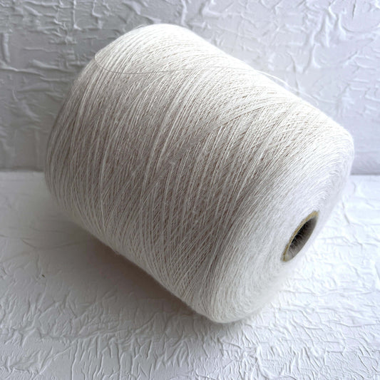 Bamboo yarn 100%, Yarn on Cone, Loro Piana yarn -AA81 1000, Color White. Per 100 gr