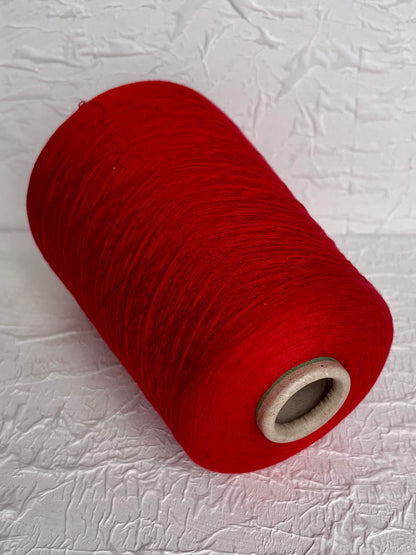 Silk Yarn 55%, Cotton Yarn 45%, Zegna Baruffa. Yarn on Cone. Color Red. Per 100 gr