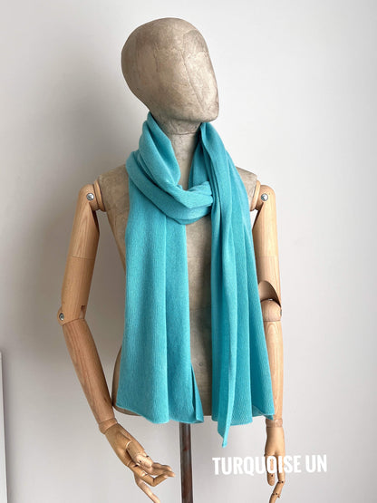 Color Turquoise Un - 100% Pure cashmere handmade scarf