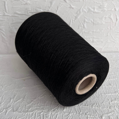 Silk Yarn. Yarn for hand & machine knitting, Yarn on Cone, Color Black. Per 100 gr