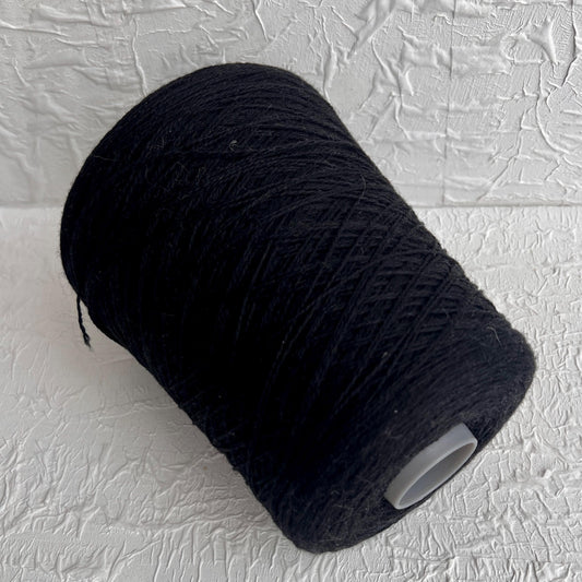 Merino yarn 70%, Cashmere yarn 30%, Yarn on cone, Yarn for knitting, Black.Per 100 gr