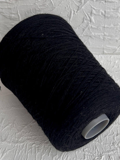 Merino yarn 70%, Cashmere yarn 30%, Yarn on cone, Yarn for knitting, Black.Per 100 gr