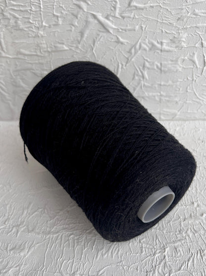 Merino yarn 70%, Cashmere yarn 30%, Yarn on cone, Yarn for knitting, Black.Per 100 gr