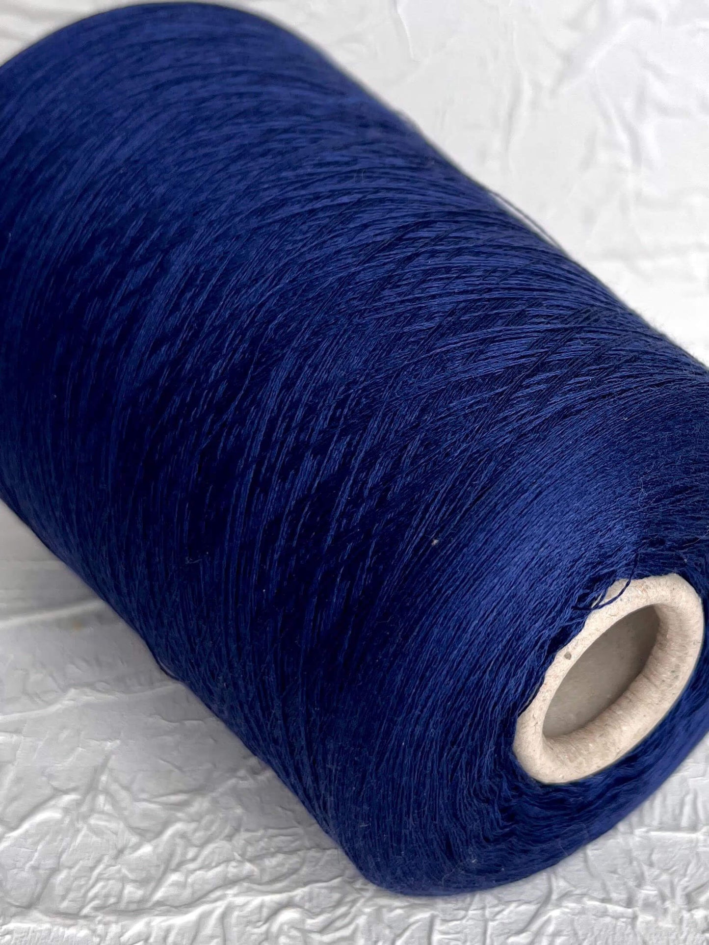 Silk Yarn 55%, Cotton Yarn 45%, Yarn for knitting, Yarn on Cone. Color Blue. Per 100 gr