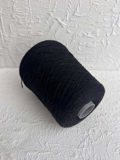 Merino yarn 70%, Cashmere yarn 30%, Yarn on cone, Yarn for knitting, Black.Per 100 gr