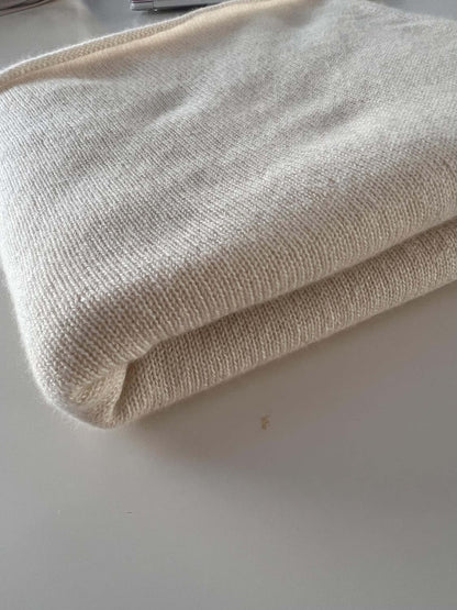 Color White - 100% Large Pure handmade cashmere scarf.