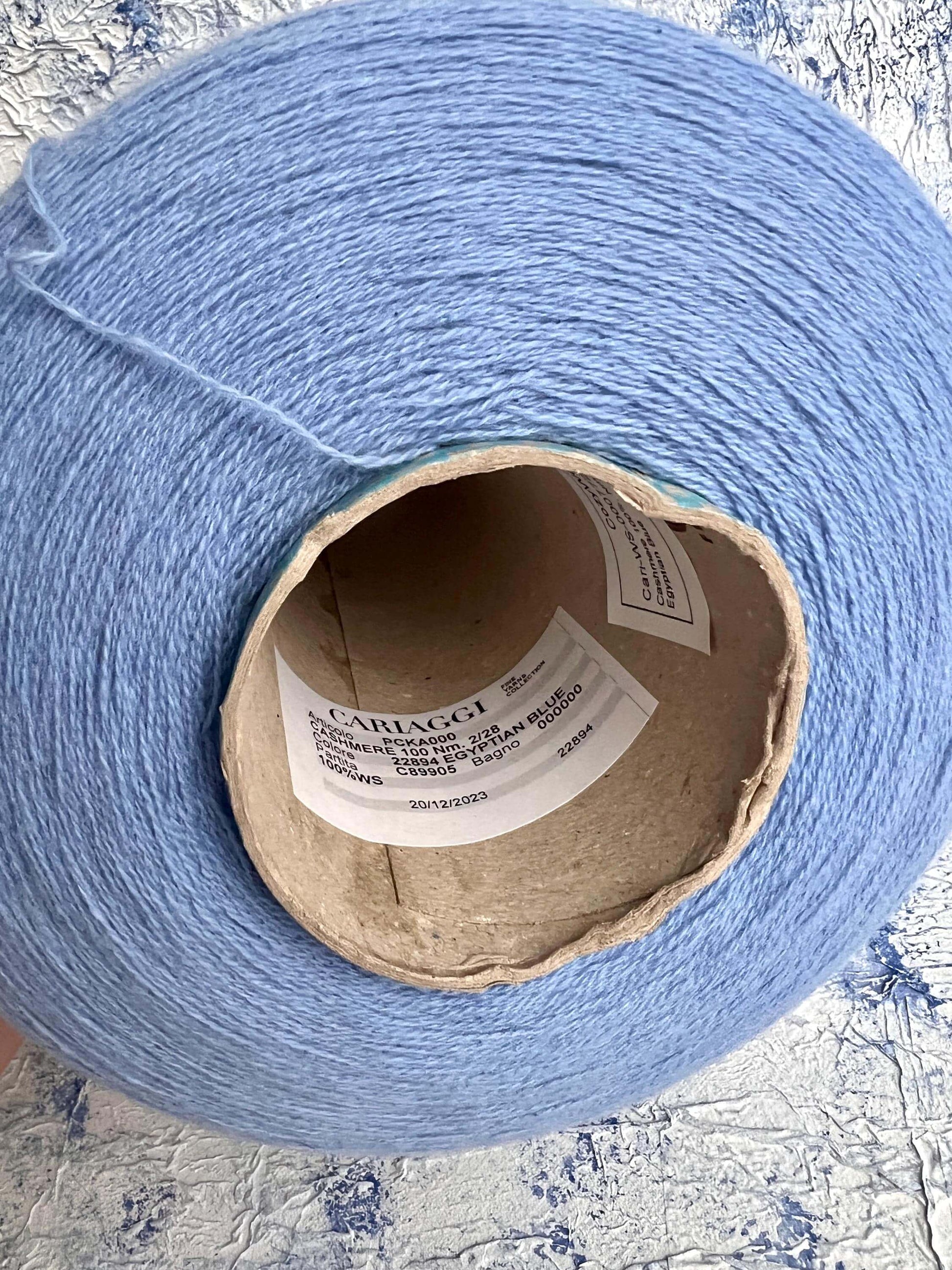 Cashmere lace yarn on cone Italian Fine Yarn for Hand Knitting or Machine Knitting.
100% Cashmere yarn. Cariaggi yarn Nm 2/28
Fiber: 100% Cashmere Yarn by Cariaggi
Yardage: 1400m per 100g / 1531 yards per 3.52oz
Colour: Egiptian Blue. This is a very soft pure cashmere yarn.