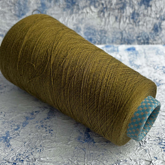 Silk Yarn 50%, Cotton Yarn 50%.Cariaggi Yarn, Yarn on Cone. Olive. Per 100 gr