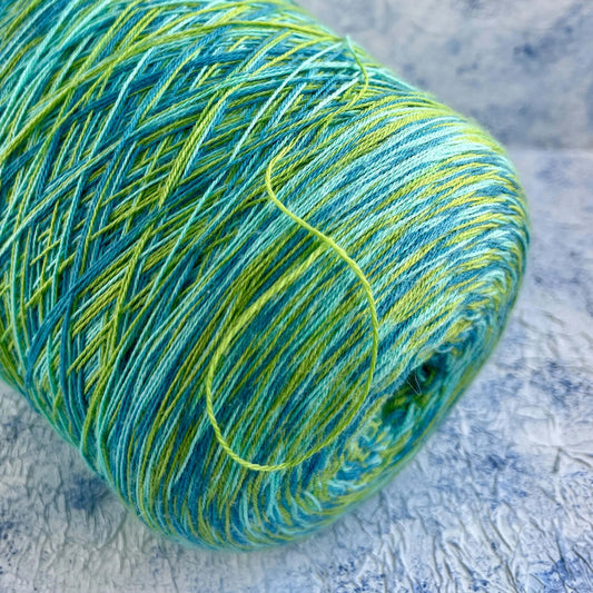 Merino wool yarn 100%, Missoni yarn - Blue&Green&Yellow. Per 100 gr