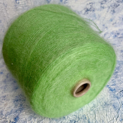 Super KidMohair 67%, PA 30%, Merino 3% yarn. Color Light Green. Per 100 gr